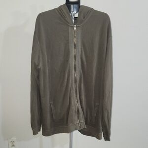 Cutter And Buck Men's Olive Zip-Up Hooded Sweater. 3XLT.